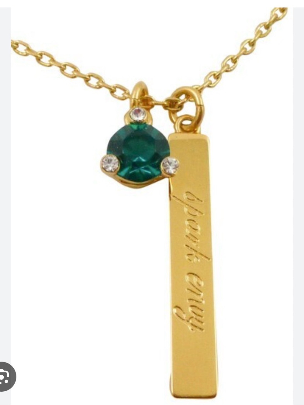 kate spade Gold Bar Necklace with Green Charm